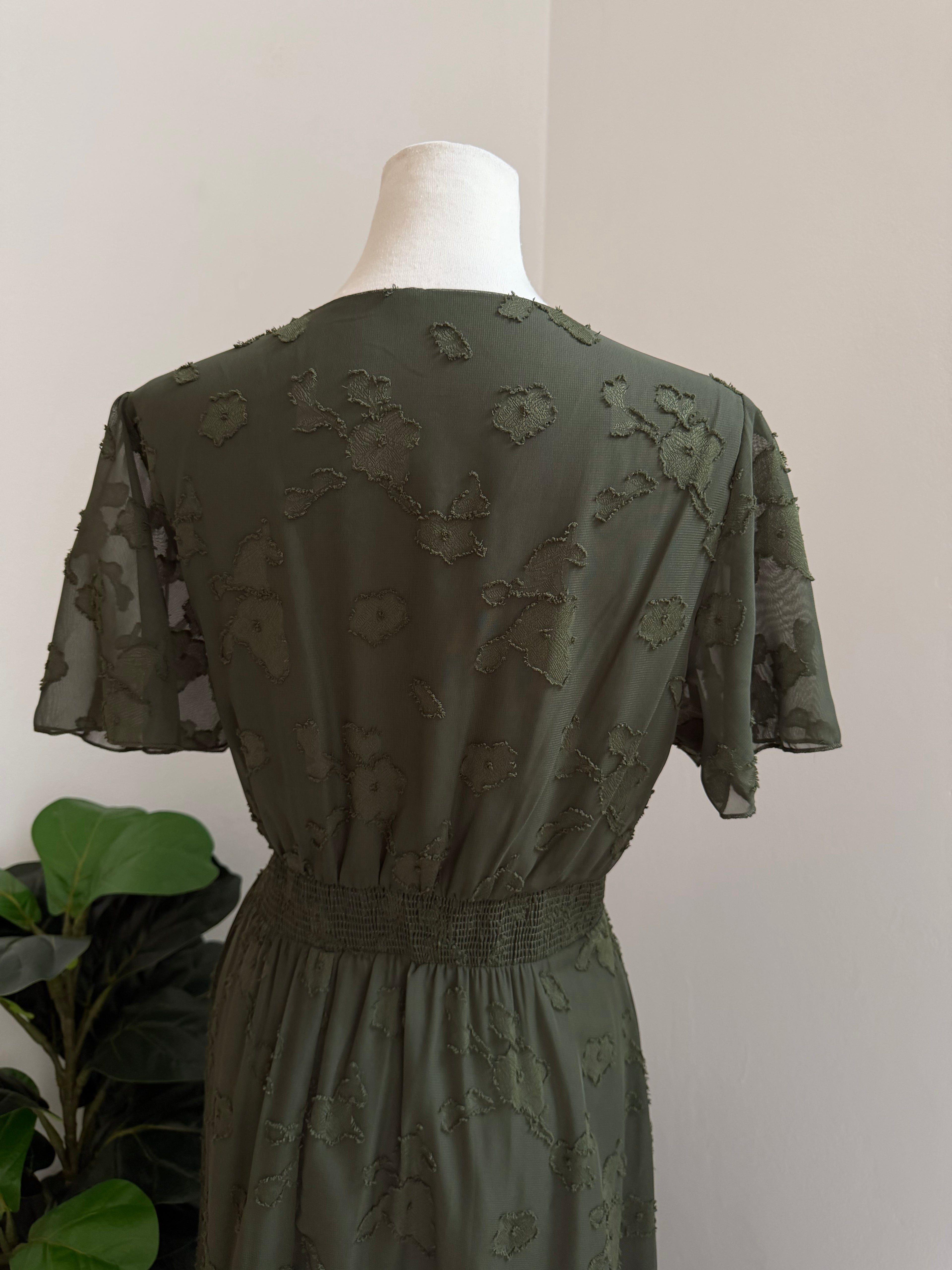 Vestido largo verde musgo