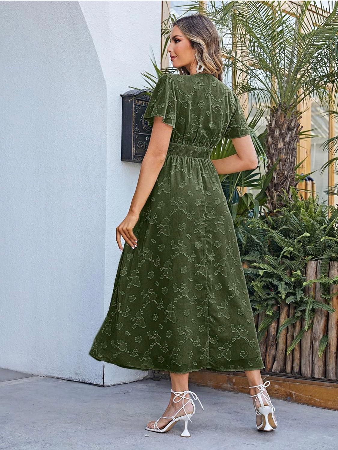 Vestido largo verde musgo