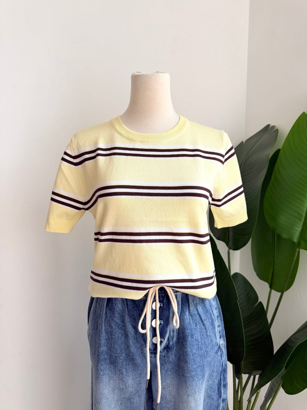 Blusa rayas amarillo y café