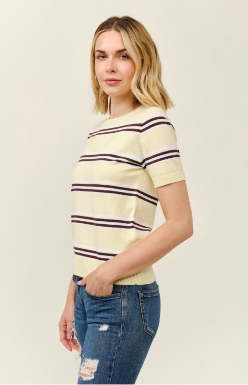 Blusa rayas amarillo y café
