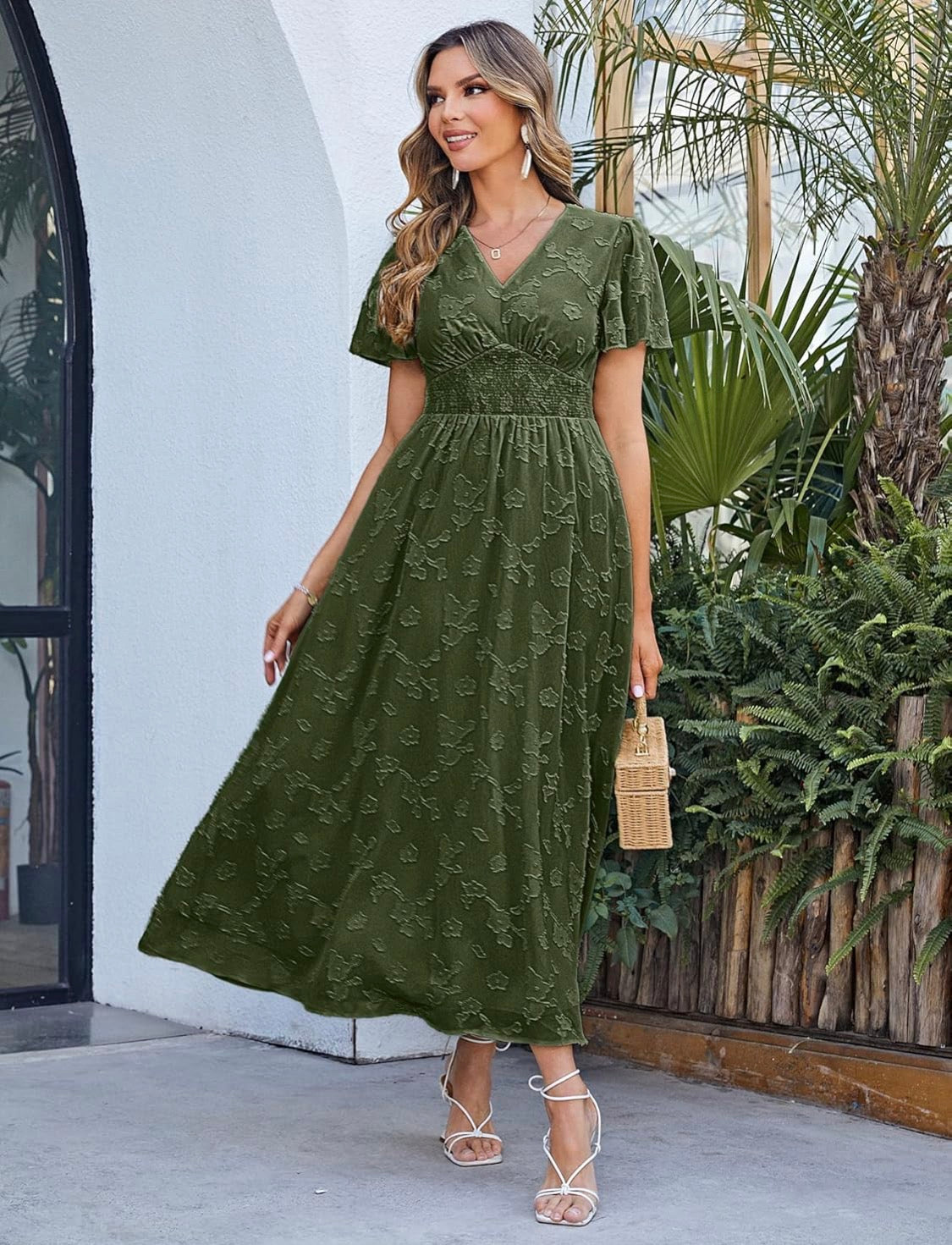 Vestido largo verde musgo