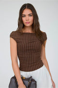 Blusa rayitas café