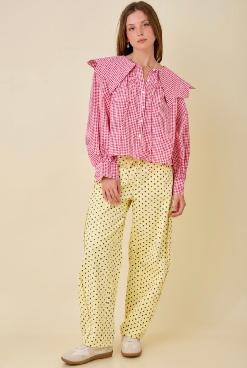 Pantalón Barrel polka amarillo