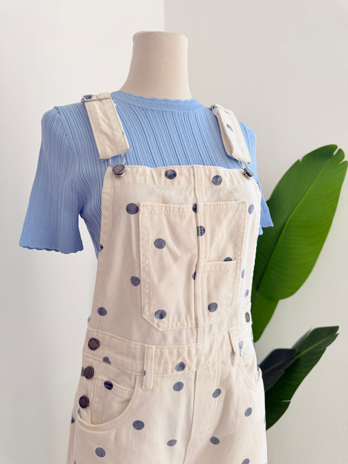 Overall Denim polka dot