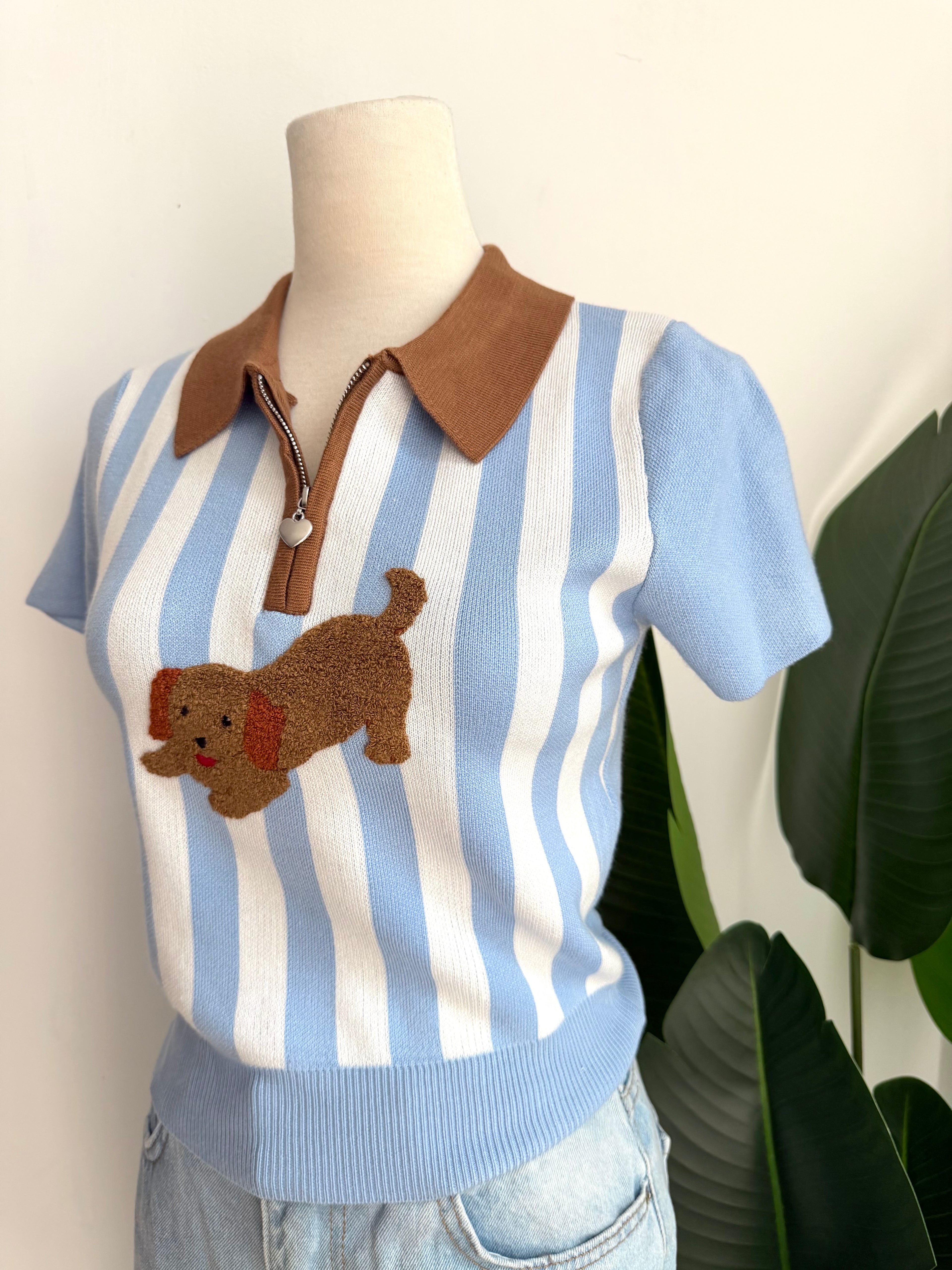 Blusa perrito celeste