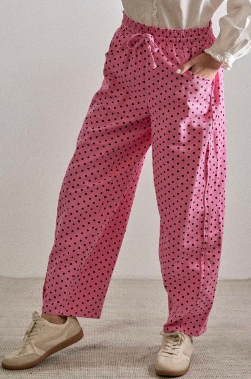 Pantalón Barrel polka rosa