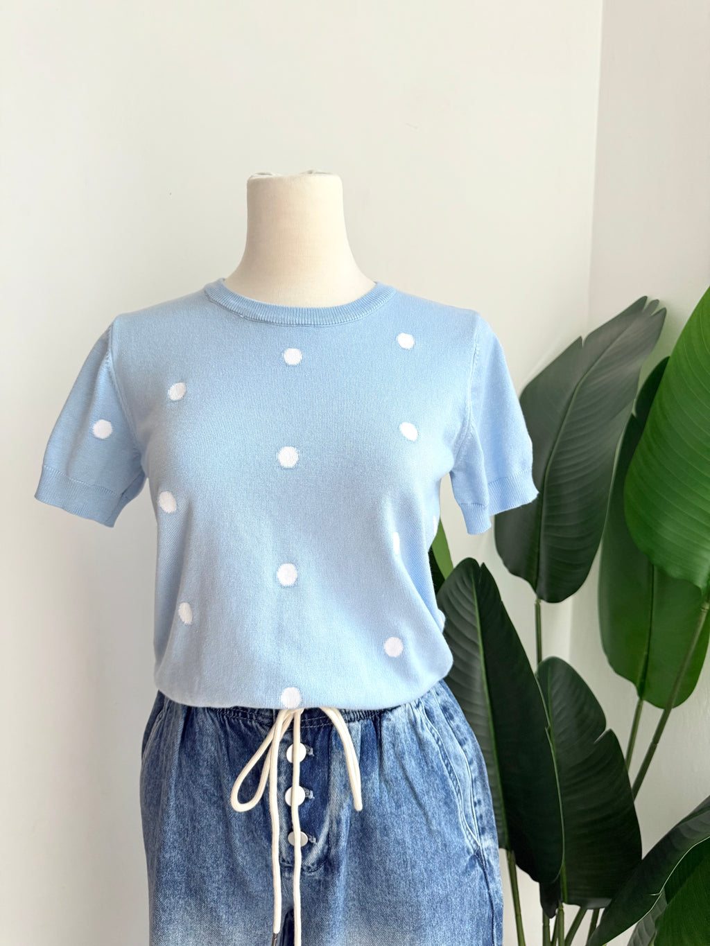 Blusa polka dot celeste