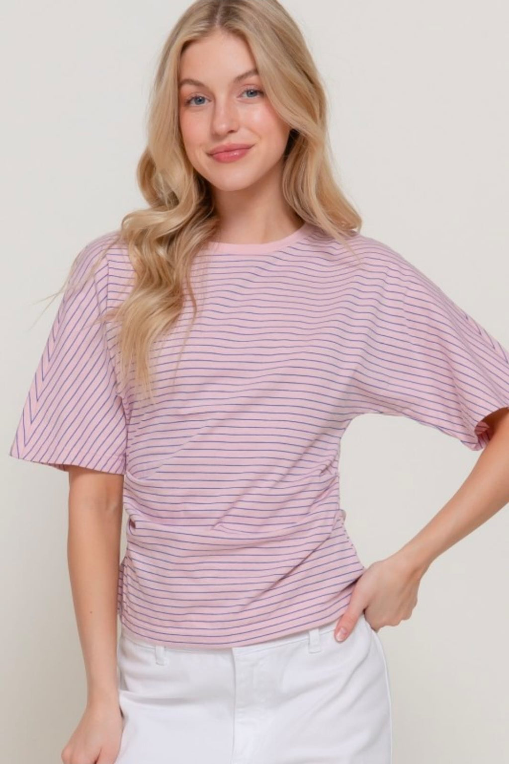 Blusa rayitas rosa