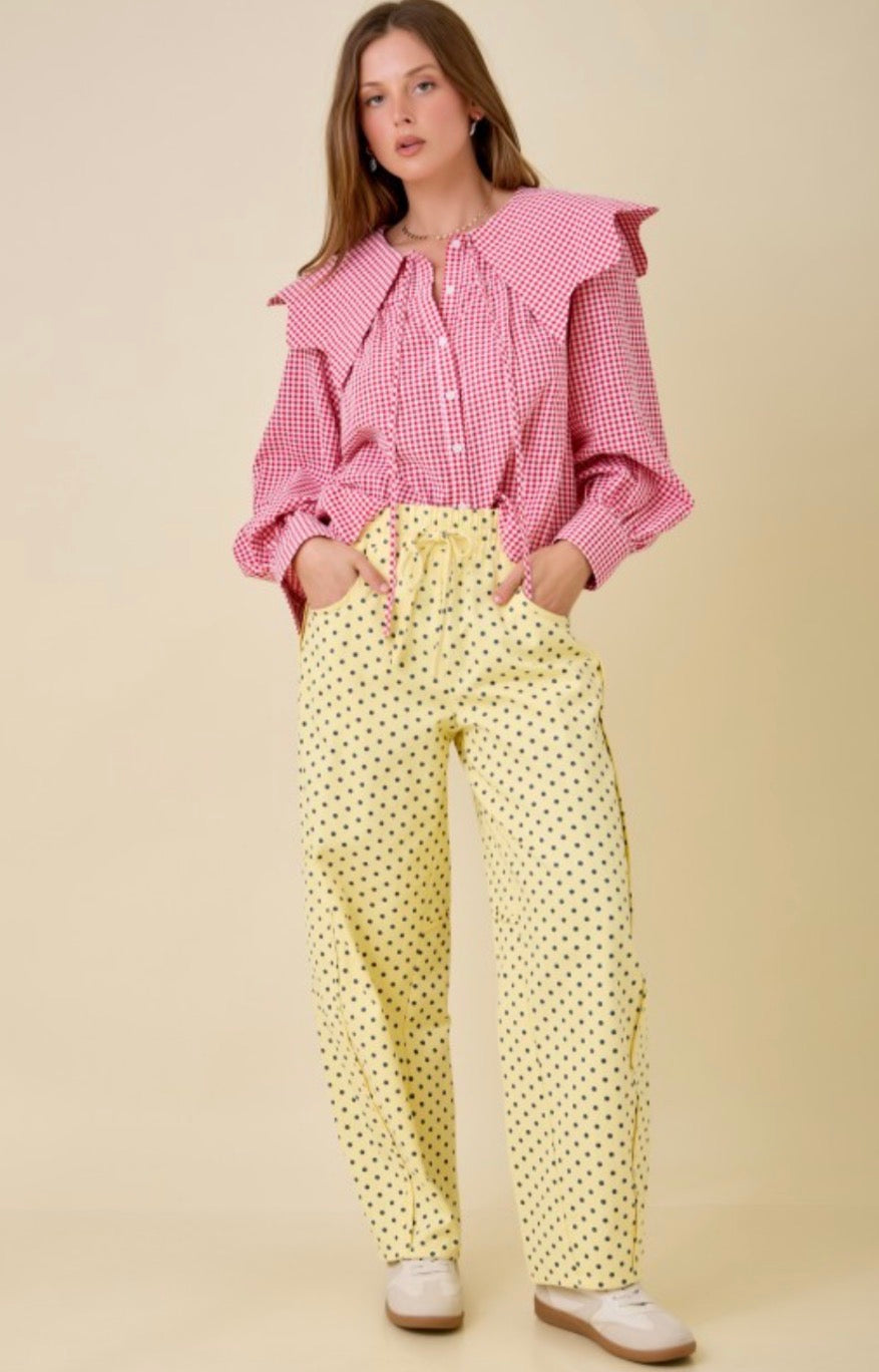Pantalón Barrel polka amarillo