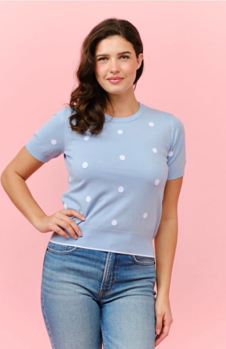 Blusa polka dot celeste