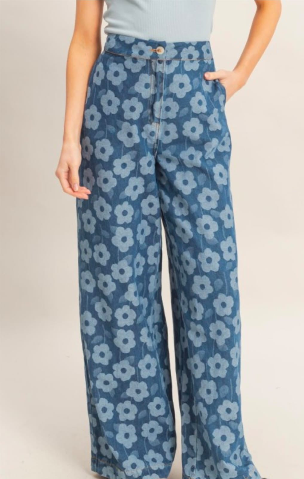 Pantalón Denim flores