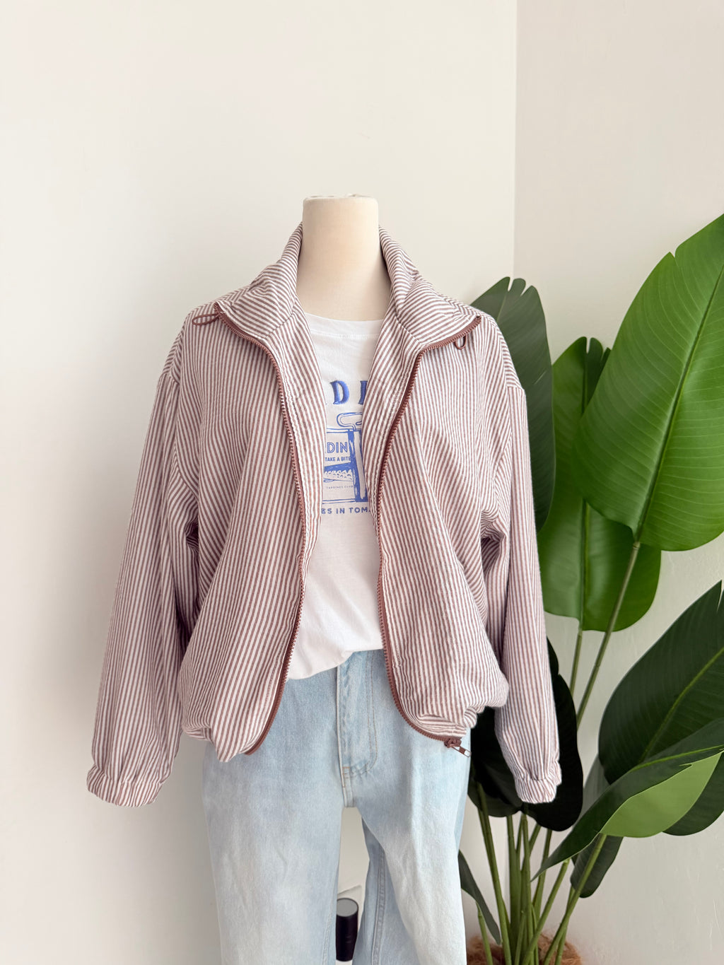Jacket rayitas café
