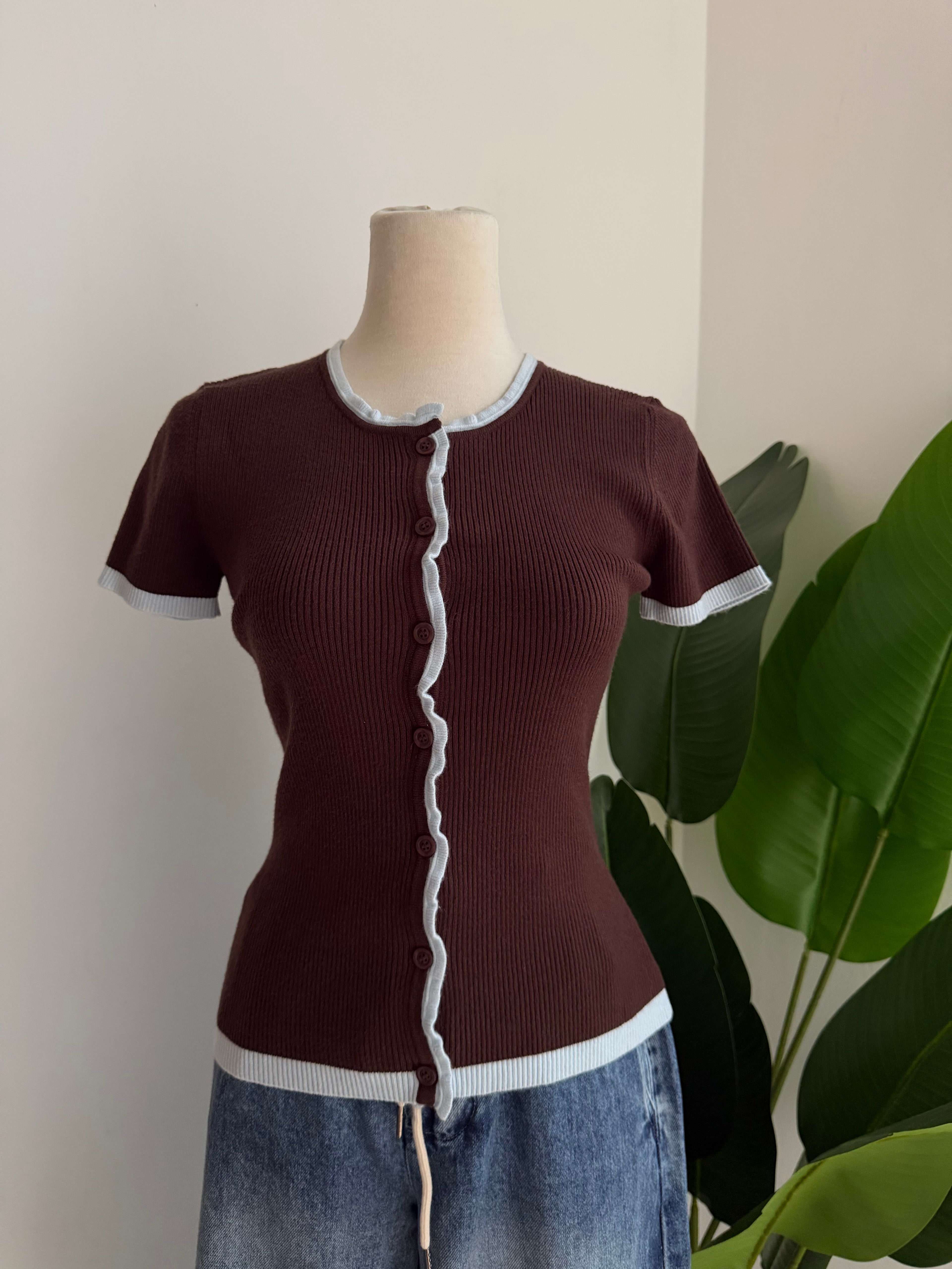 Blusa tejida café