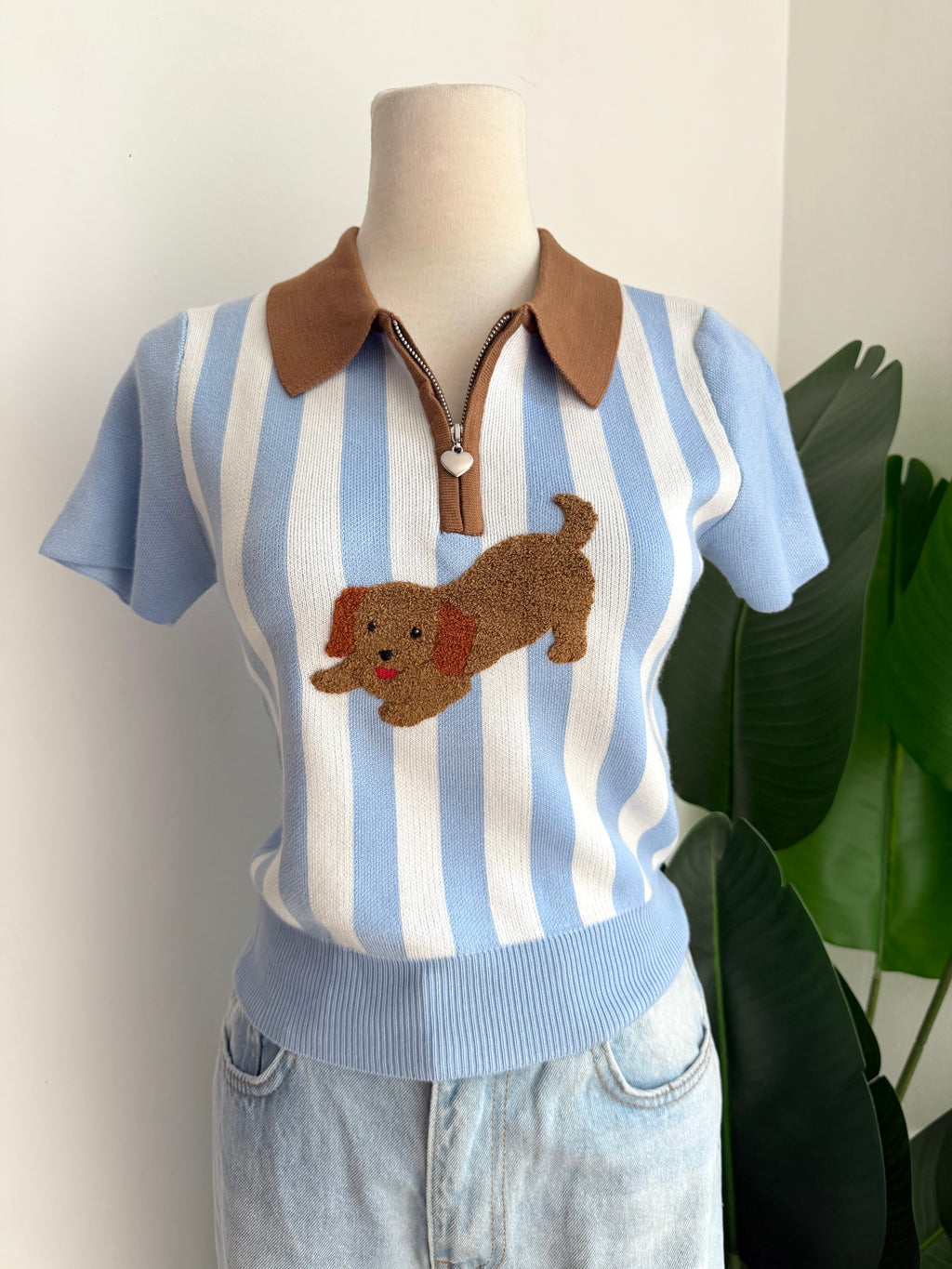 Blusa perrito celeste