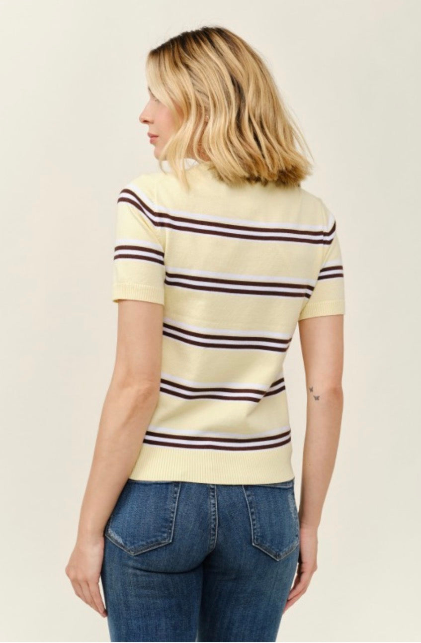 Blusa rayas amarillo y café