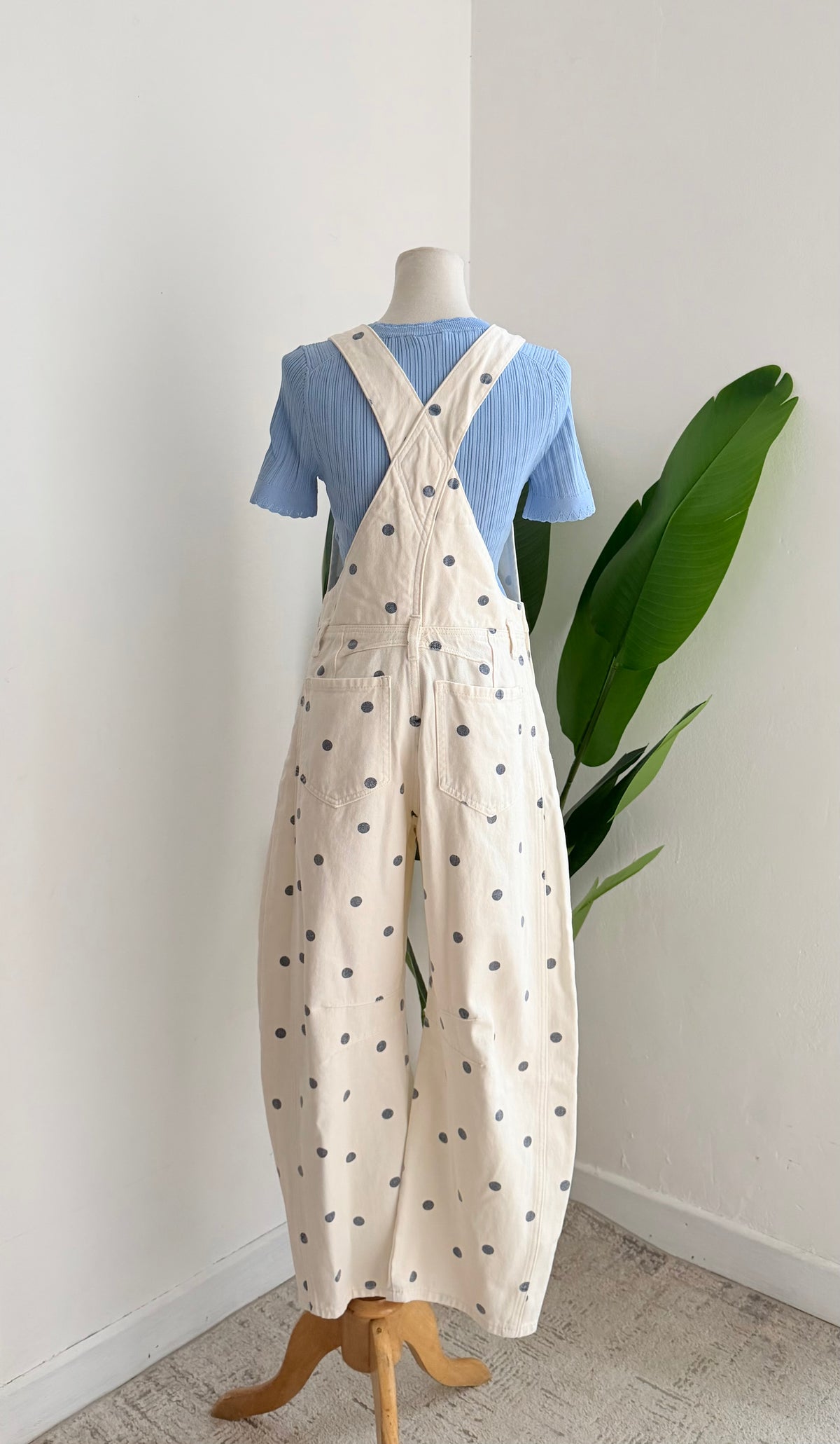 Overall Denim polka dot