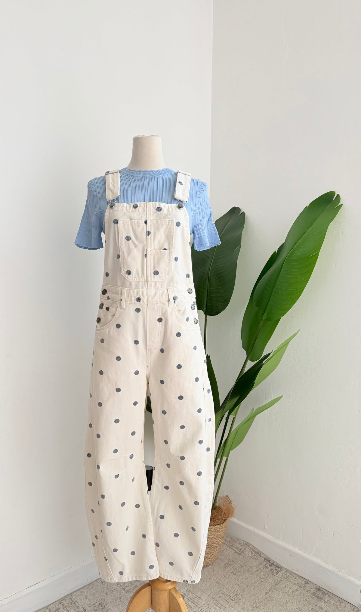 Overall Denim polka dot