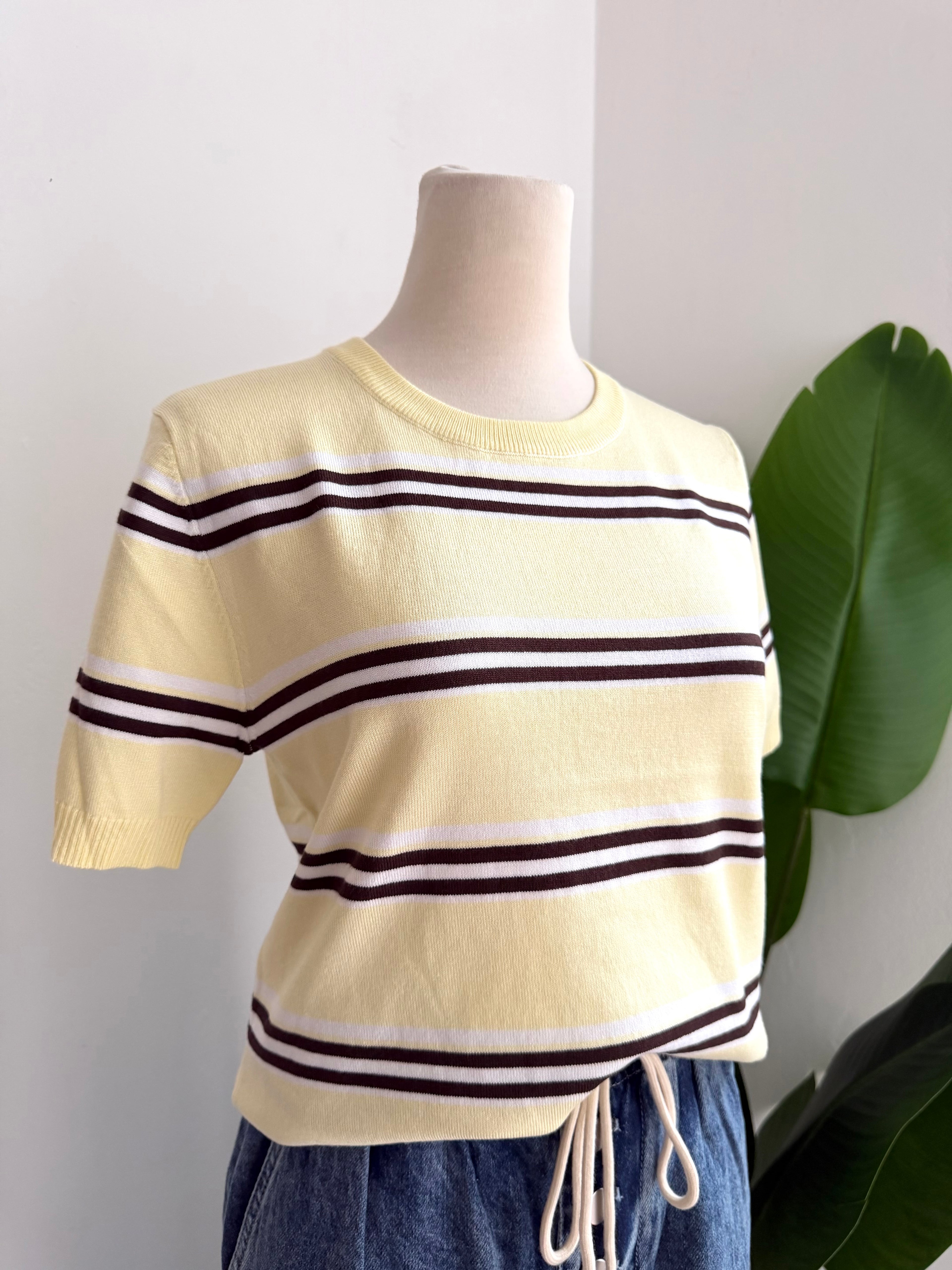 Blusa rayas amarillo y café