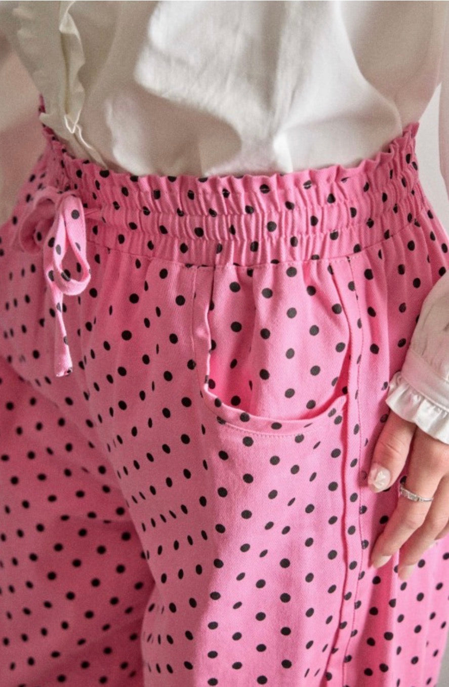 Pantalón Barrel polka rosa