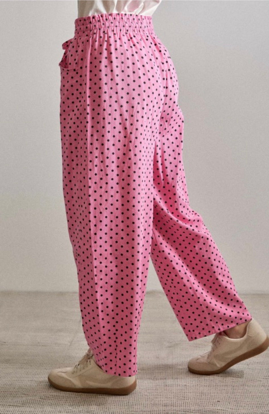 Pantalón Barrel polka rosa