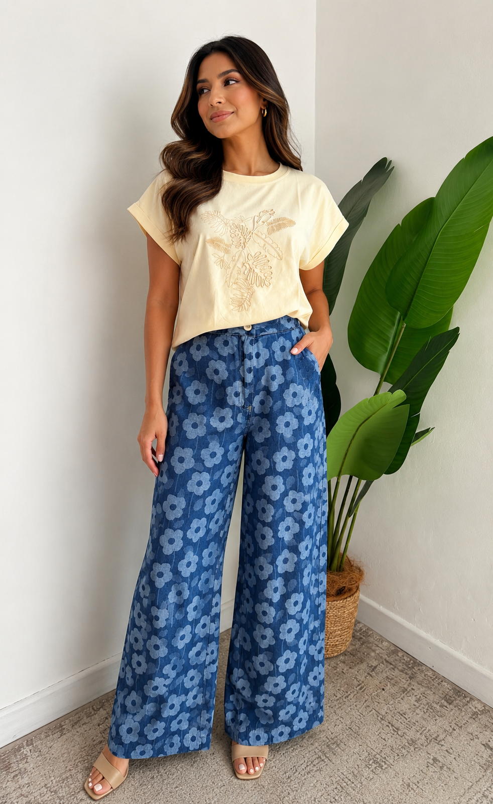 Blusa palmera bordada